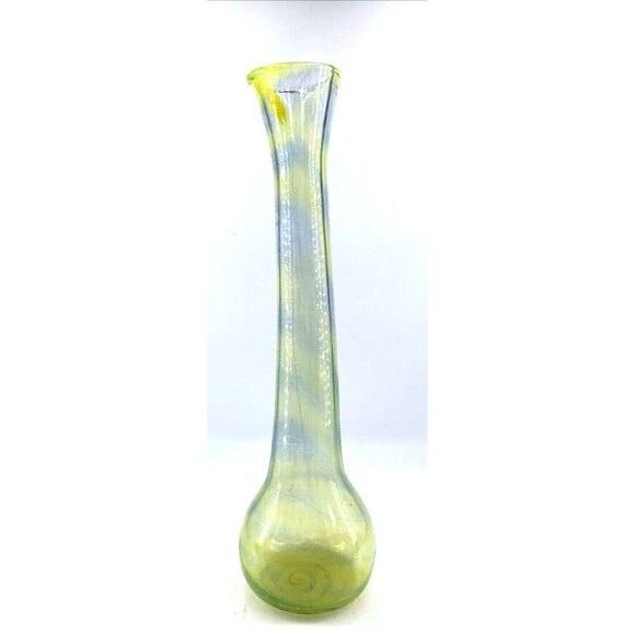 Cristalleria Europa Vase Yellow Signed 16" Studio Art Glass 2001 Vintage - Picture 3 of 7